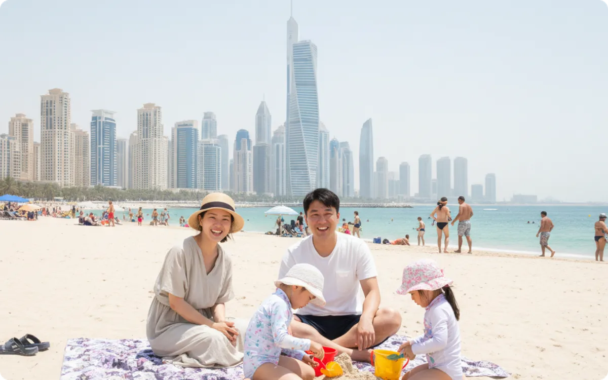 JBR 해변의 가족